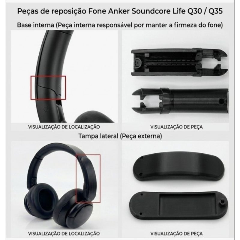 Imagem do Kit De Reposicao Haste Fone Anker Soundcore Life Q30 Q35 Par