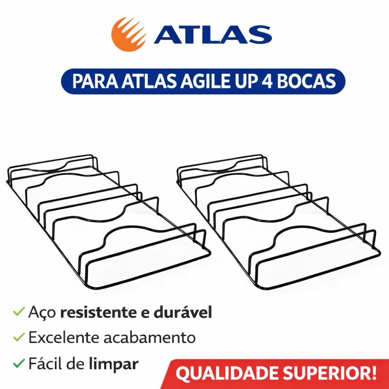 Imagem do Kit 2 Grelhas Grade Trempe Fogao Atlas Agile Up Monaco Top 4 Bocas