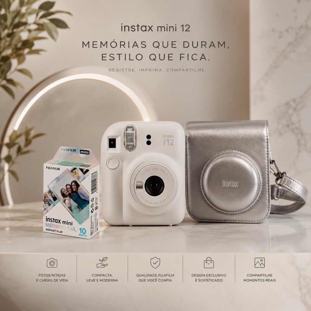 Imagem do Camera Instantanea Instax Mini 12 Kit Branco Marfim Fujifilm