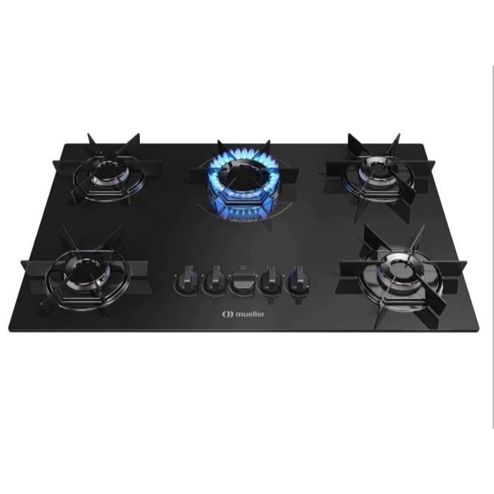 Imagem do Cooktop 5 Bocas Mueller Mesa De Vidro Ultra Chama A Gas Bivolt Pto