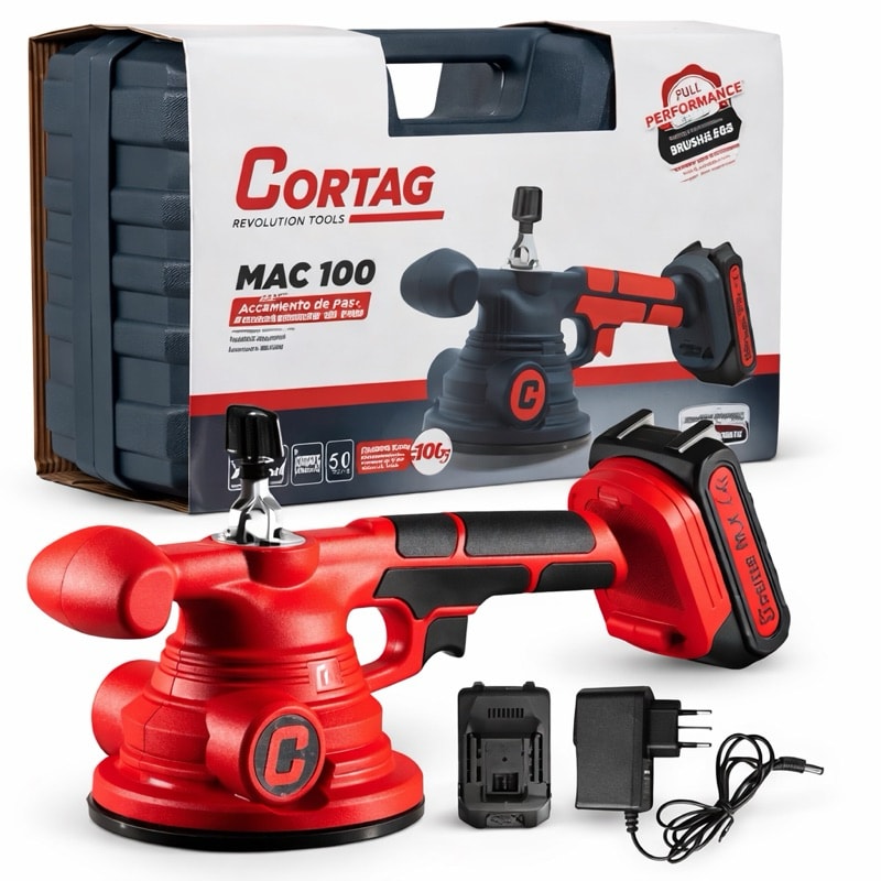 Imagem do Maquina De Assentar Piso A Bateria 18v Vibrador Cortag Mac 100 50kg