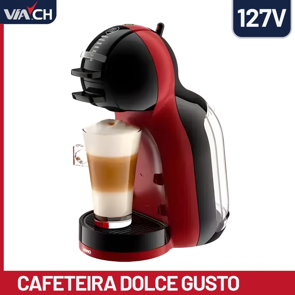 Imagem do Cafeteira Nescafe Dolce Gusto Arno Mini Me Preta E Vermelha 110v