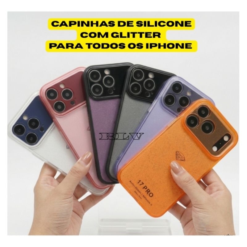 Imagem do Capas Capinha De Celular Glitter Compativel Com Iphone 11 Ao 17 Pro Pro Max