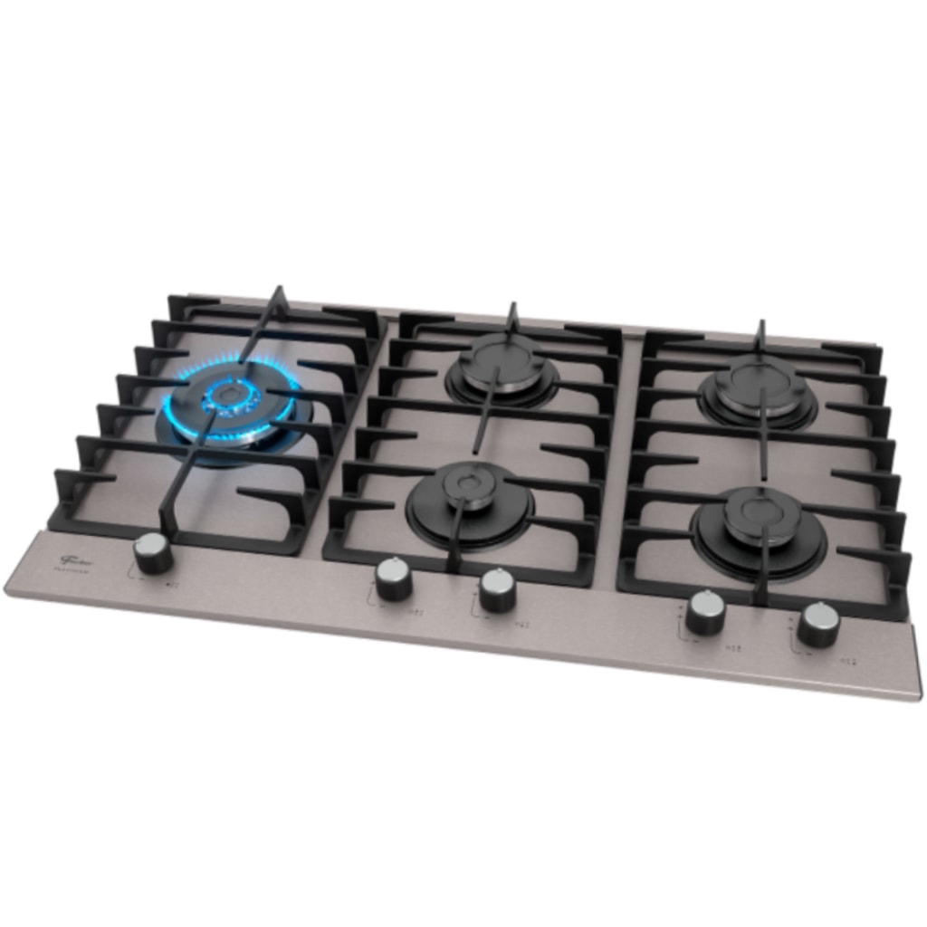 Imagem do Cooktop Gas Fischer 5 Bocas Tripla Chama Platinium Prime Biv Prime Bivolt