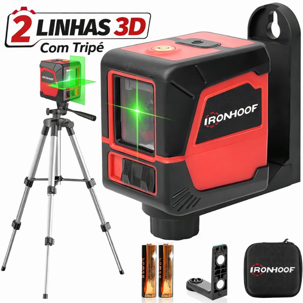 Imagem do Nivel Laser Verde 2 Linhas Com Tripe Autonivelante 3d 360