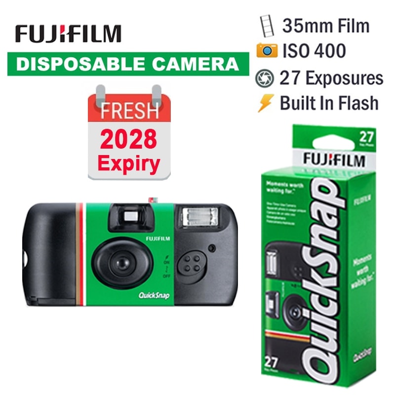 Imagem do Validade 2028 Camera Descartavel Fujifilm Quicksnap Simple Ace 35mm Iso 400 C Flash 27 Poses