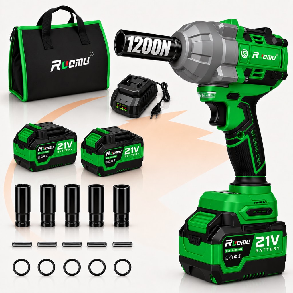 Imagem do Chave De Impacto 1200nm Brushless 21v 1 2 Sem Fio Com 2 Baterias