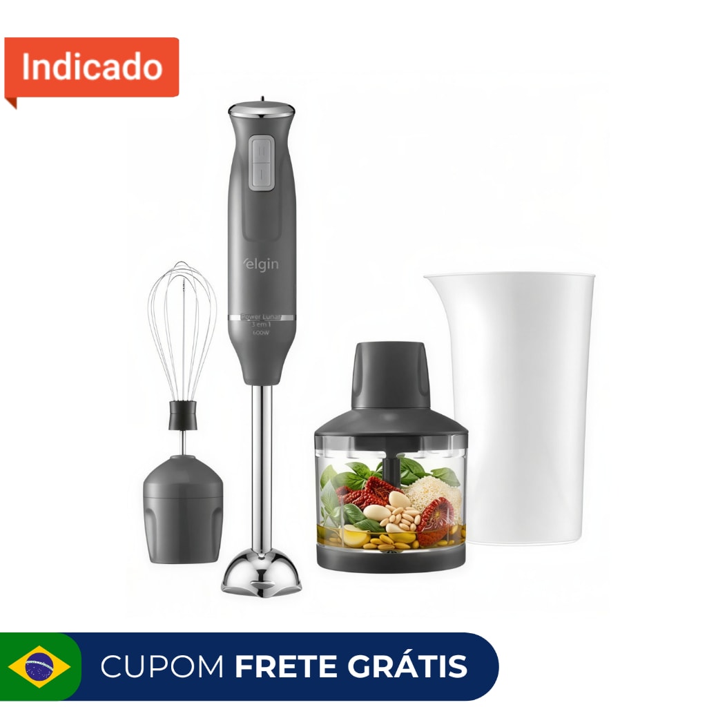 Imagem do Mixer 3 Em 1 600w Elgin Power Inox Triturador Batedor Cinza Lunar