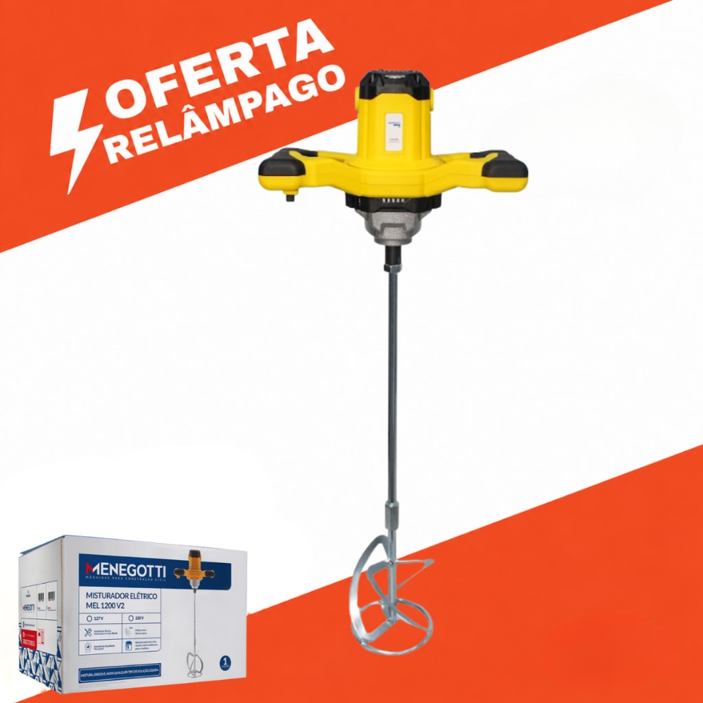 Imagem do Misturador Eletrico Profissional Menegotti 1200w 60hz Para Argamassa Resistente