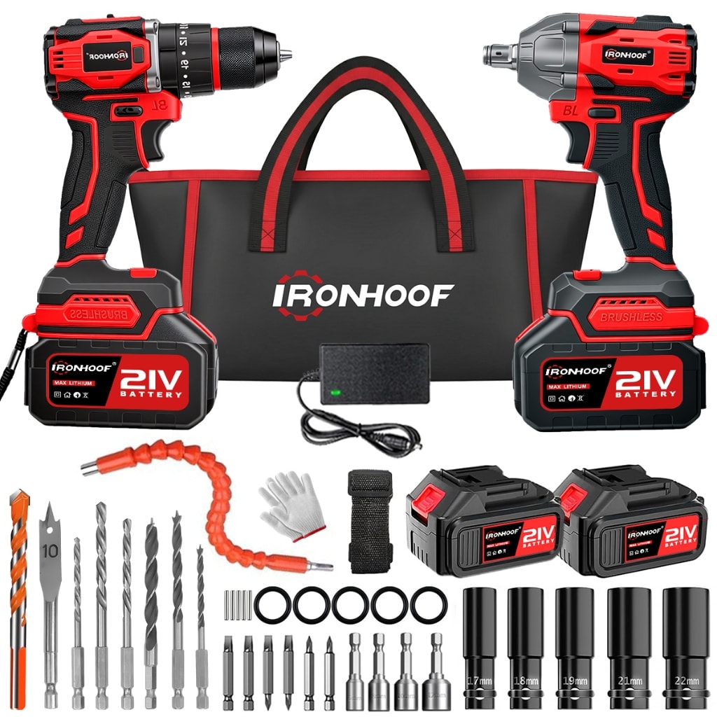 Imagem do Kit Parafusadeira E Furadeira Chave De Impacto A Bateria Brushless