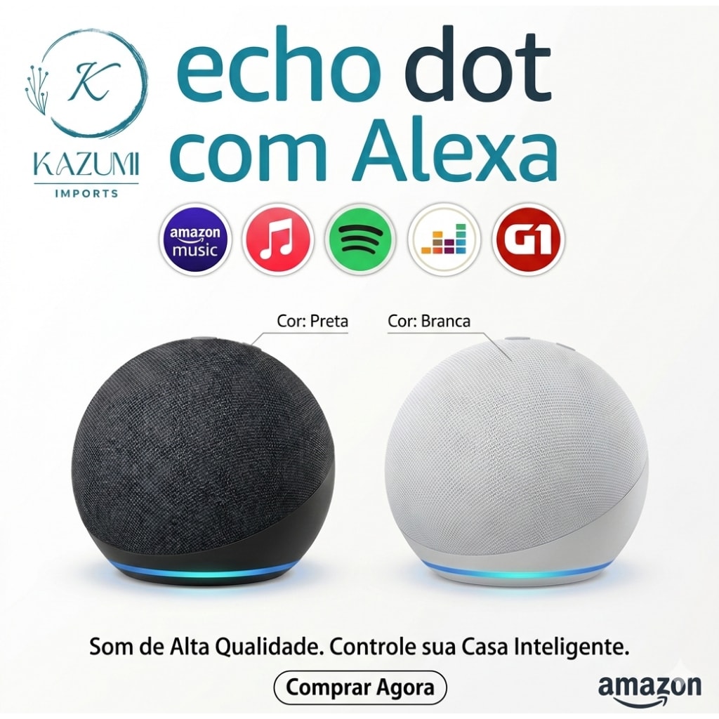 Imagem do Alexa Echo Dot 5 Geracao Smart Speaker Amazon Lacrada Branca Preta