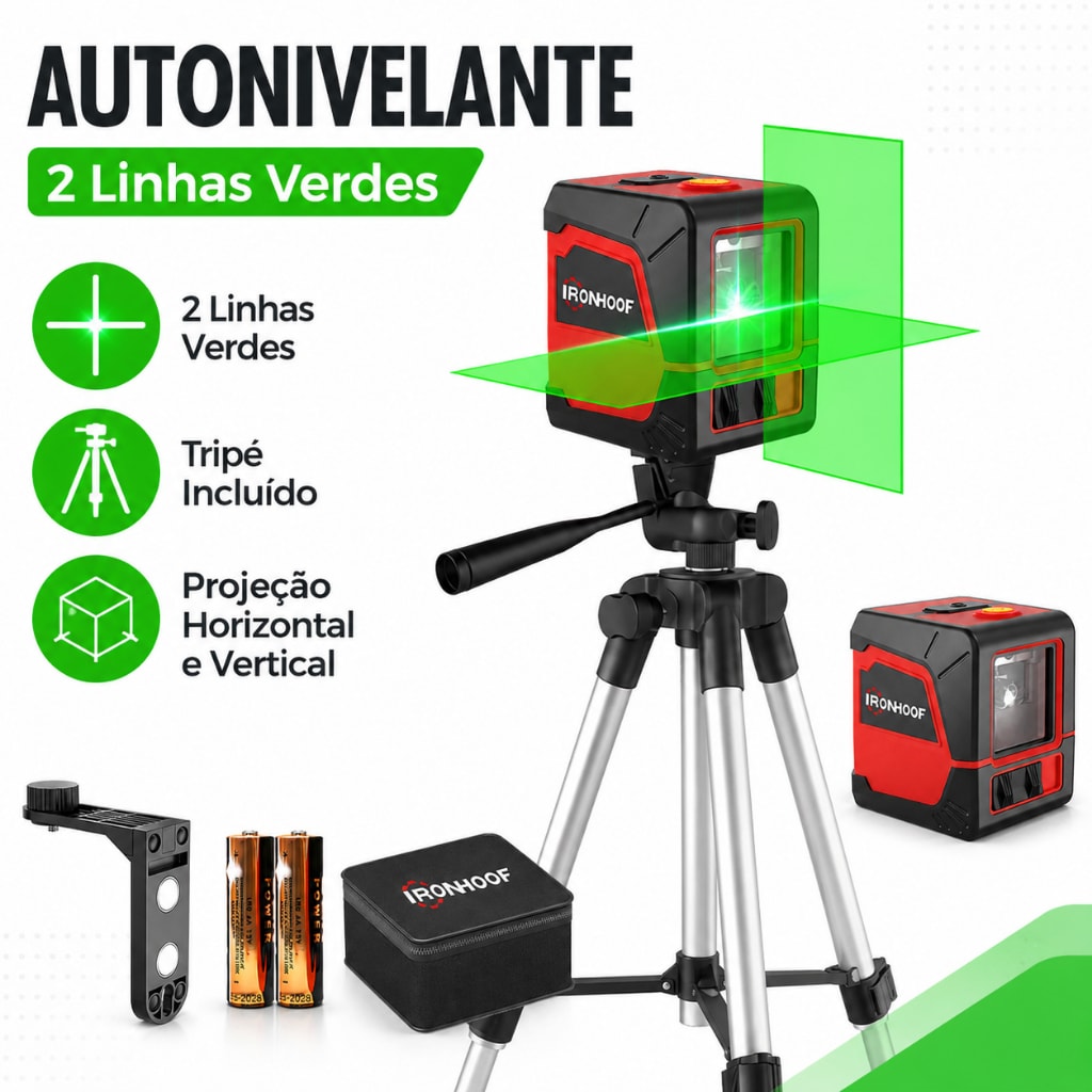 Imagem do Nivel Laser Com Tripe 2 Linhas Profissional Verde Autonivelante