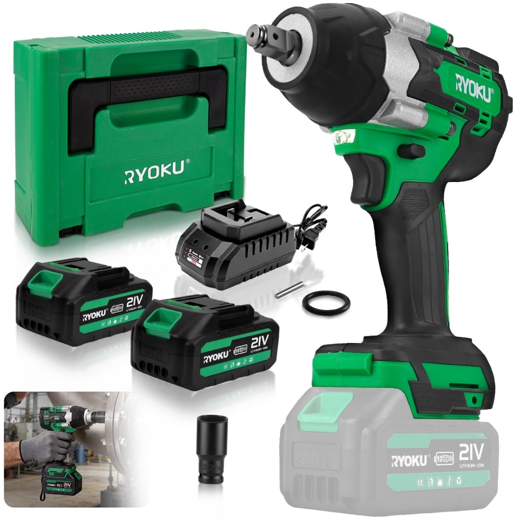 Imagem do Chave De Impacto 700 Nm Brushless 2 Baterias 21v Ryoku Com Maleta Portatil