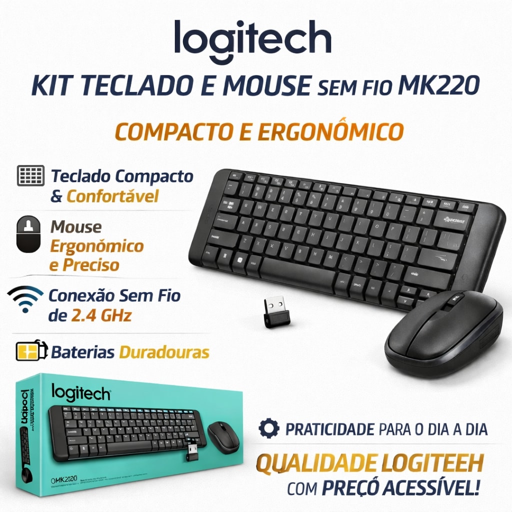 Imagem do Combo Teclado E Mouse Logitech Mk220 Abnt2