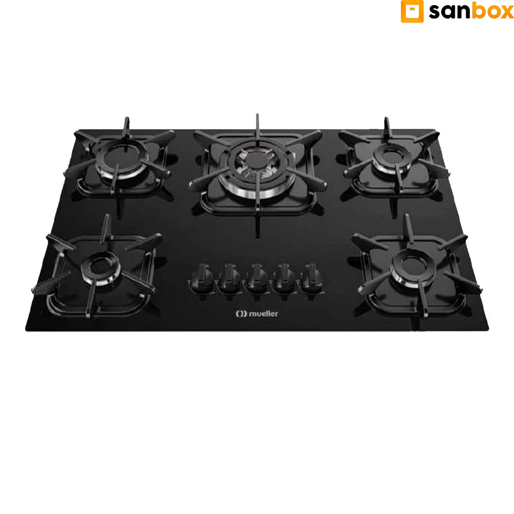 Imagem do Cooktop 5 Bocas Mueller Tripla Chama A Gas Mesa De Vidro Bivolt