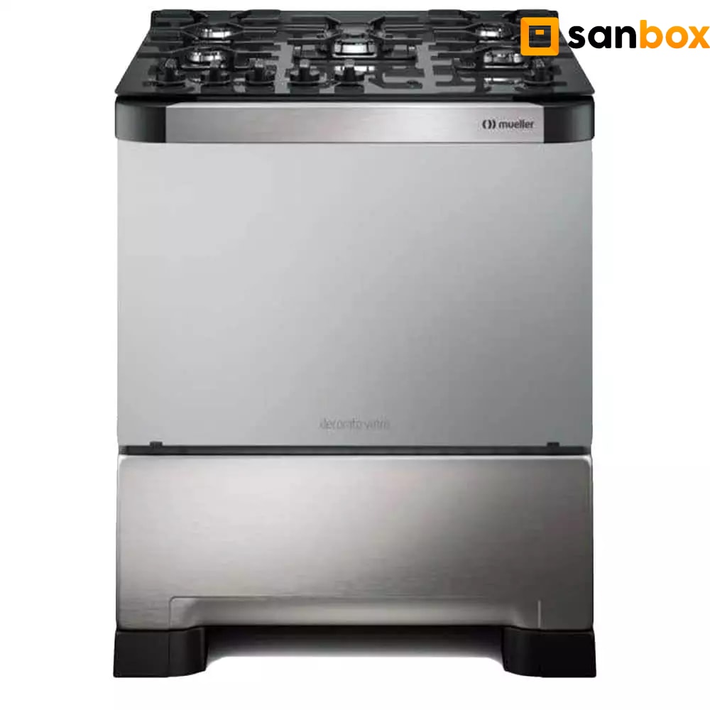 Imagem do Fogao 5 Bocas Mueller Decorato Vetro Inox A Gas Com Timer Bivolt