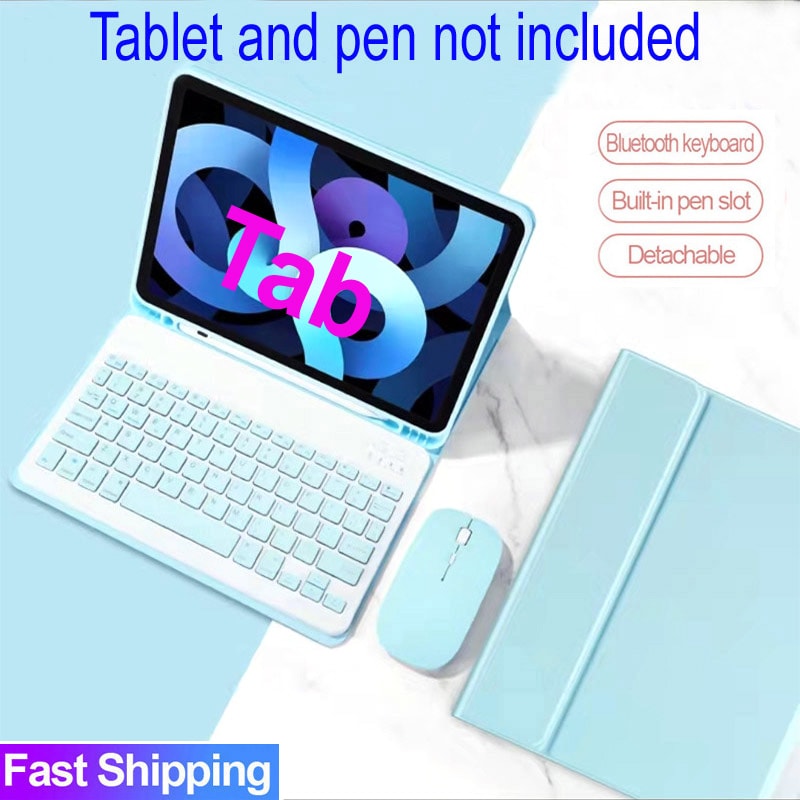 Imagem do Capa De Com Teclado Para Samsung Galaxy Tab S6 Lite A9 A9 A11 A11 S9 Fe S10 Fe S10 Lite Bluetooth Keyboard Mouse Case
