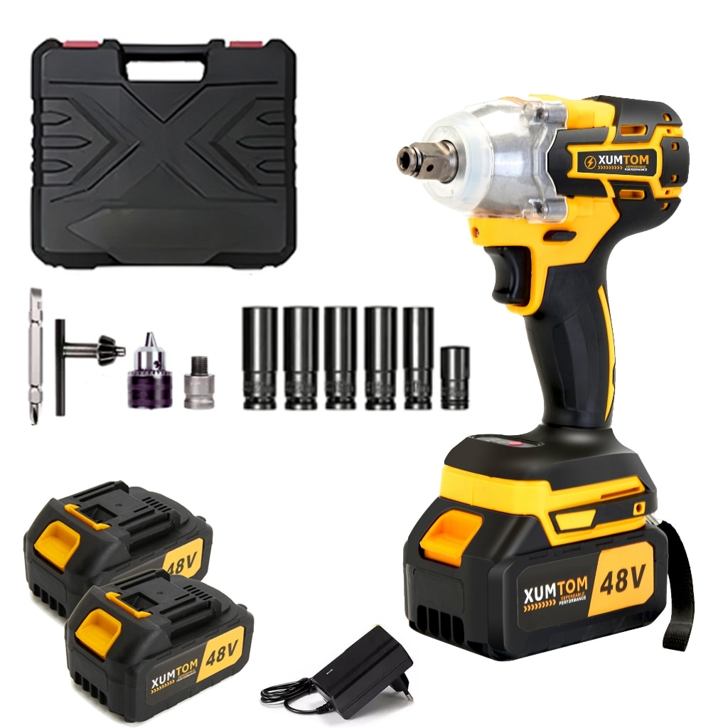 Imagem do Chave De Impacto 450nm Parafusadeira Furadeira Brushless 2 Bateria 48v Kit Completo Acessorios