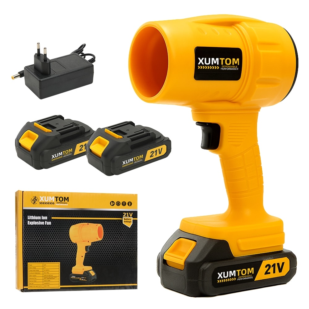 Imagem do Soprador De Folhas Turbo Soprador De Folha Portatil 21v Recarregavel 2 Baterias Bivolt Forte