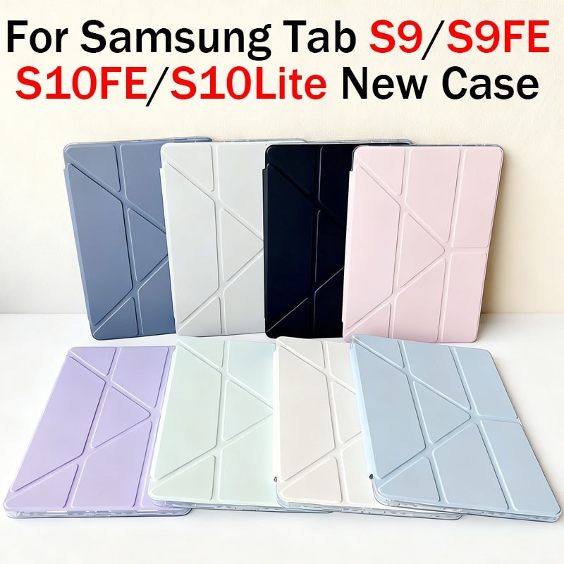 Imagem do Para Samsung Tab S9 S9fe S10fe S10lite Moda Multi Dobra Caso Fe S10 Acrilico Transparente Diy Tablet Capa