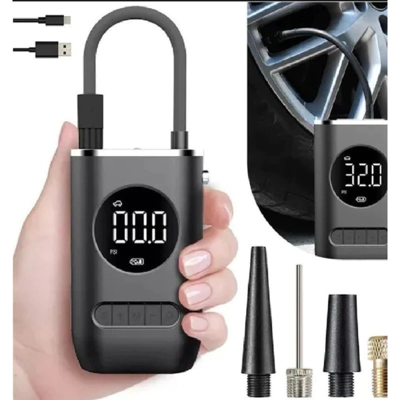Imagem do Mini Compressor De Ar Portatil Recarregavel Digital Usb Inflador De Pneus Envio Imediato