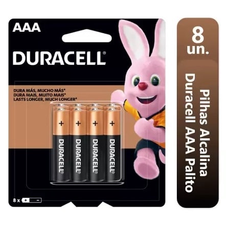 Imagem do Pilha Alcalina Palito Aaa C 8 Unidades Duracell Original