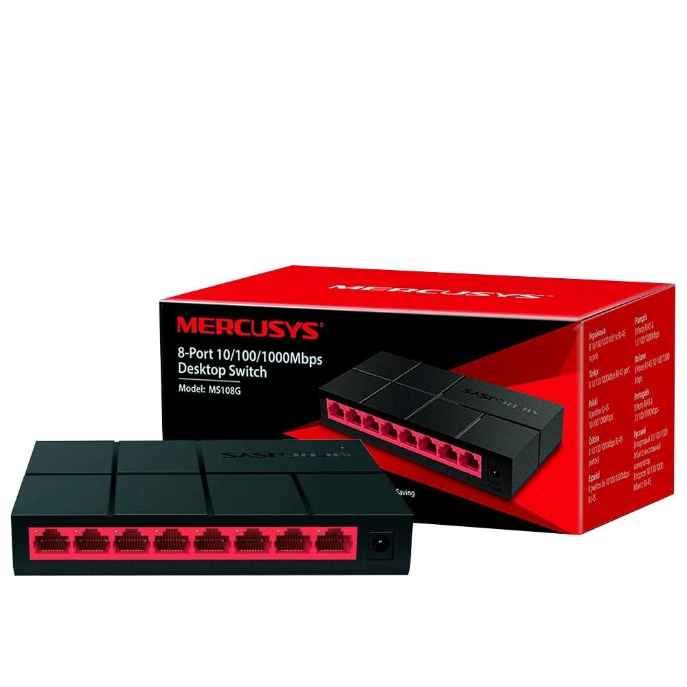 Imagem do Switch 8 Portas Gigabit 10 100 1000mbps Mercusys Ms108g