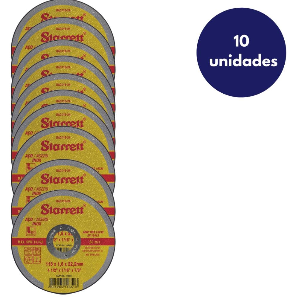 Imagem do 10 Discos Abrasivos De Corte Esmerilhadeira Inox Starrett