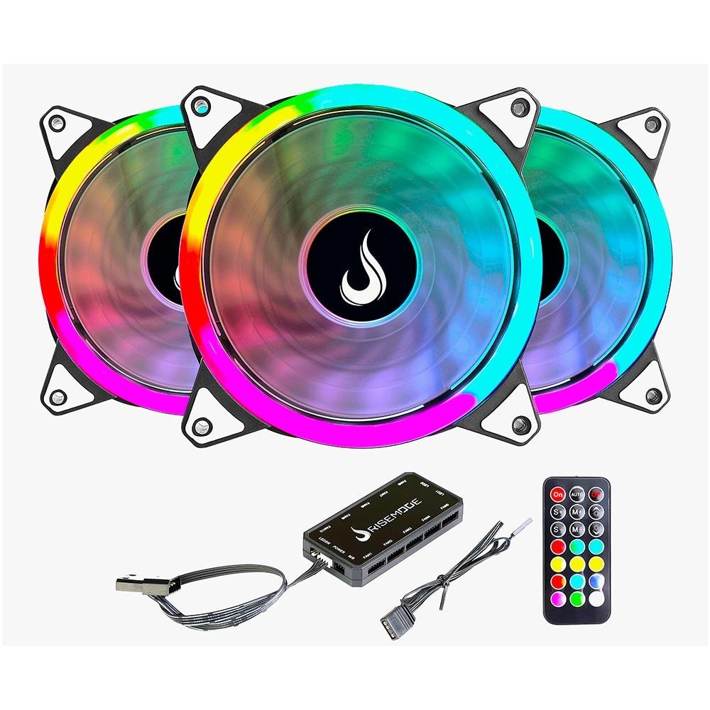 Imagem do Kit Cooler Fan Rise Mode Energy 3uni Argb Preto Fn 02 Rgb 5v