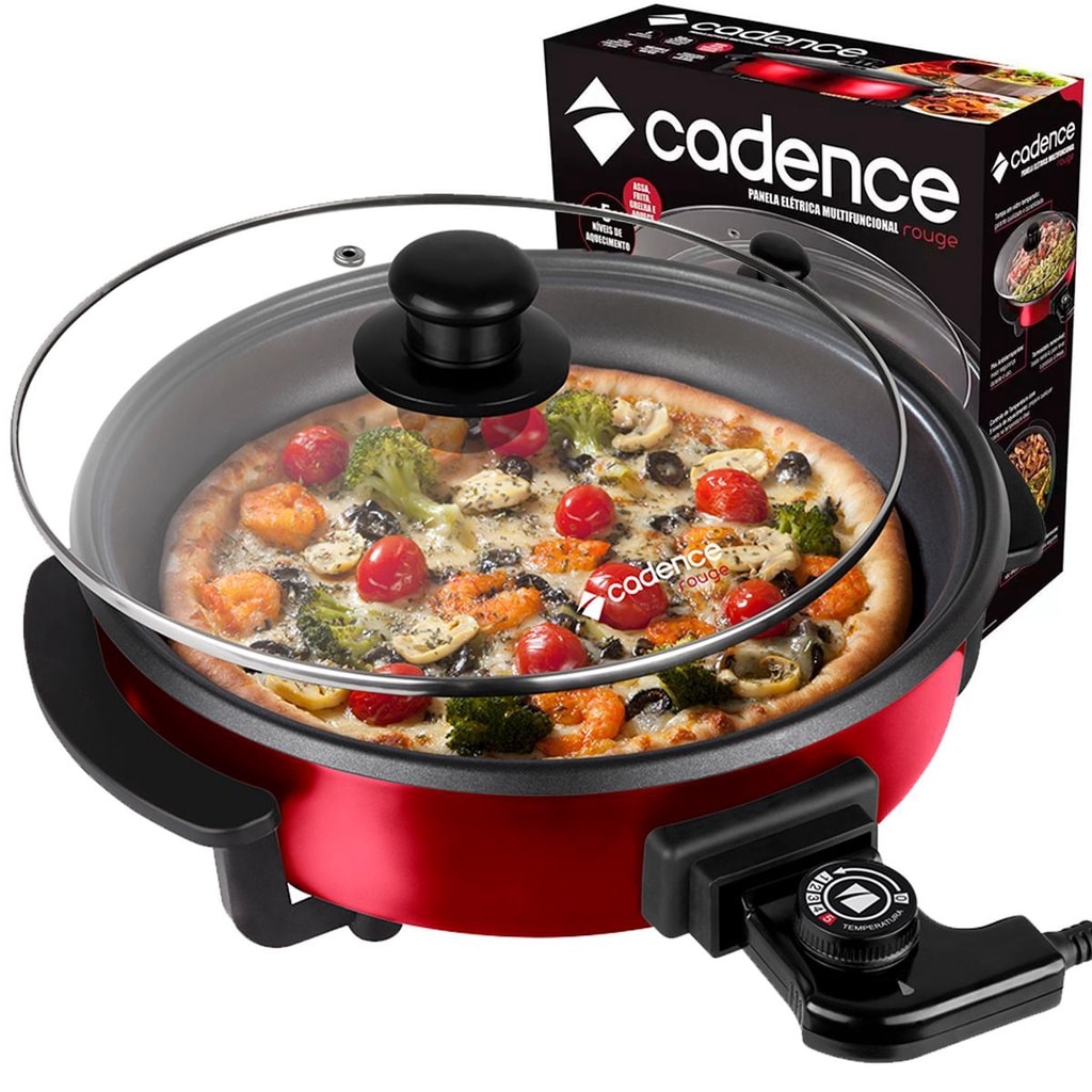 Imagem do Panela Eletrica Cadence Pan610 127v Multifuncional Rouge Chapa 30cm Antiaderente