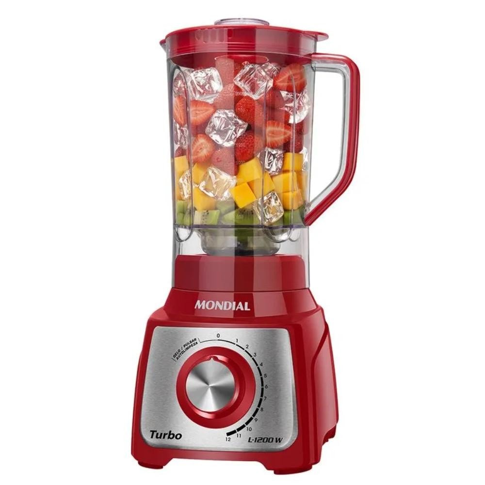 Imagem do Liquidificador Mondial Turbo Vermelho Inox 1200w 127v L 1200 Ri