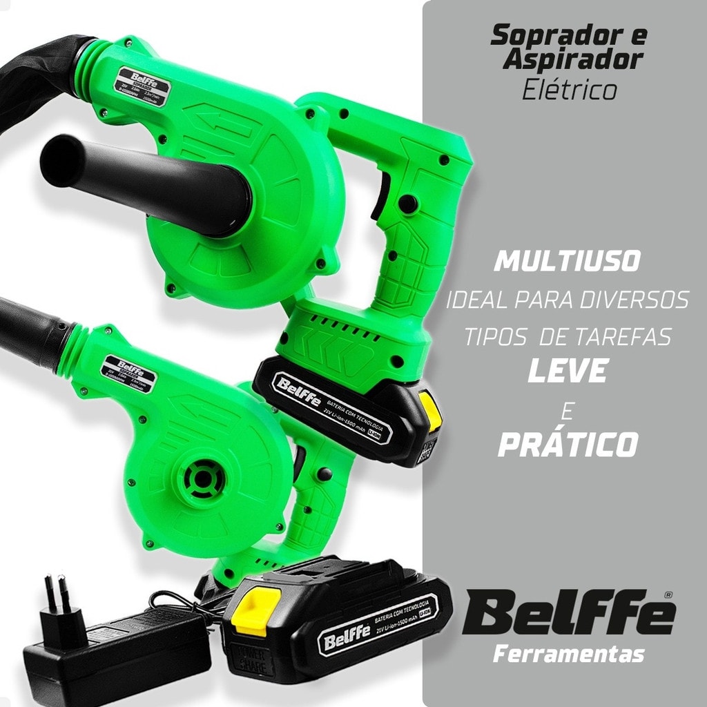 Imagem do Soprador De Folhas E Aspirador De Po Eletrico Profissional Bateria 21v E Coletor De Sujeiras Belffe