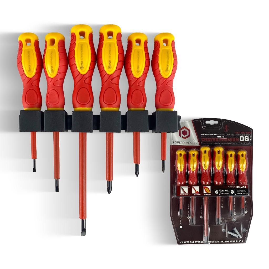 Imagem do Jogo Kit 6 Chaves Para Eletrica 3 Fenda 3 Philips Isoladas Magneticas