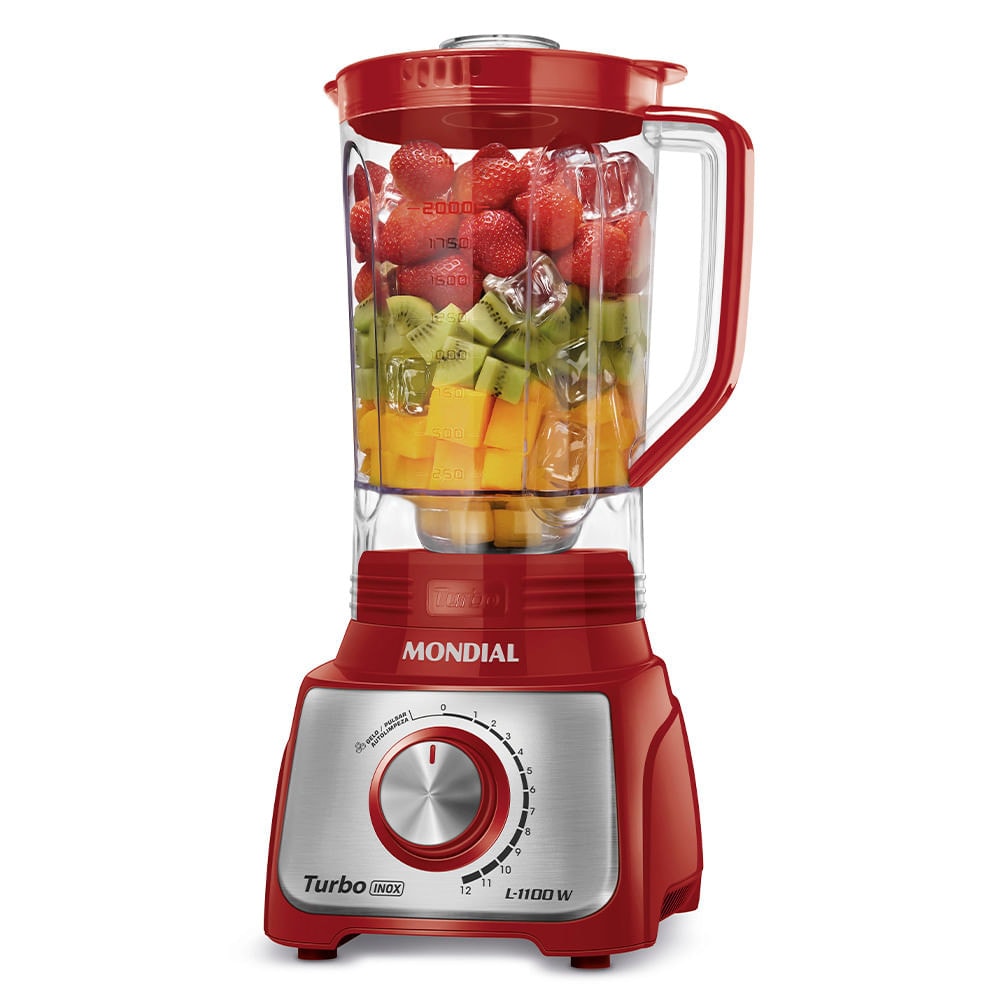 Imagem do Liquidificador Turbo Mondial Vermelho E Inox 1100w L 1100 Ri