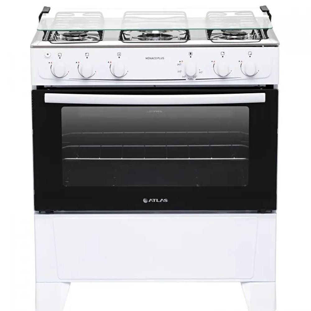 Imagem do Fogao 5 Bocas Branco Com Mesa Inox Atlas Monaco Plus Bivolt