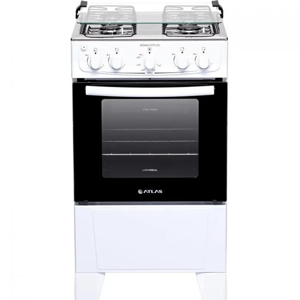 Imagem do Fogao 4 Bocas Branco Com Mesa Inox Atlas Monaco Plus Bivolt