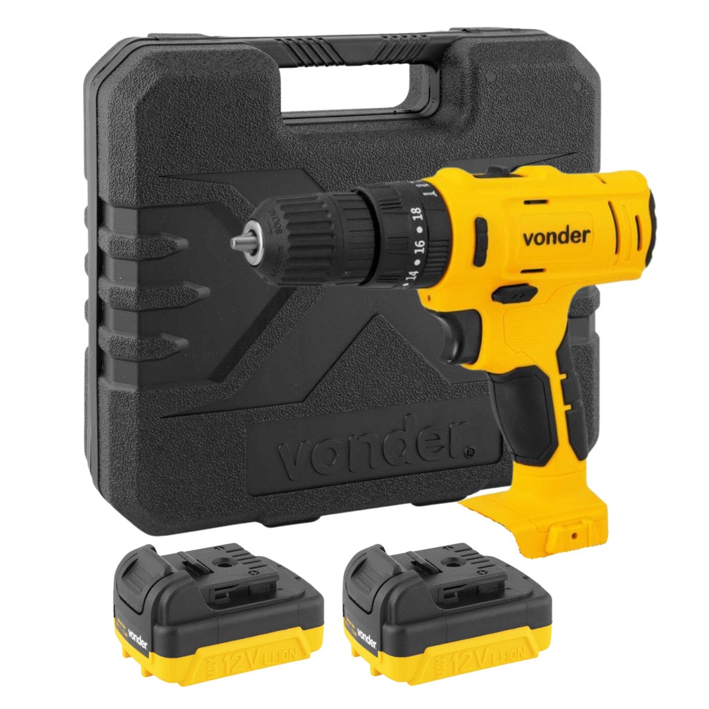 Imagem do Parafusadeira Furadeira Com Impacto E Duas Baterias 12v Vonder