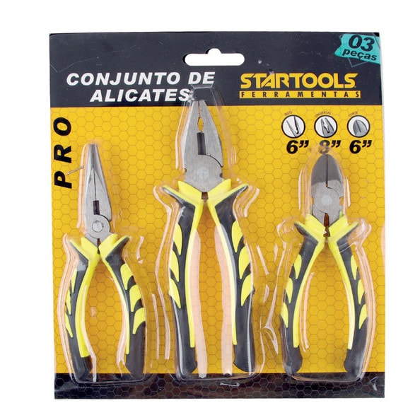 Imagem do Kit Jogo 3 Alicates Profissional Cabo Emborrachado Alicate Universal Corte E Bico