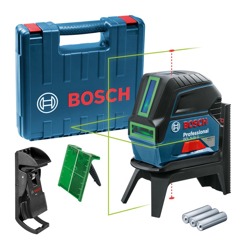 Imagem do Nivel A Laser Em Cruz Com Linhas Verdes Bosch Gcl 2 15 G Com 15m