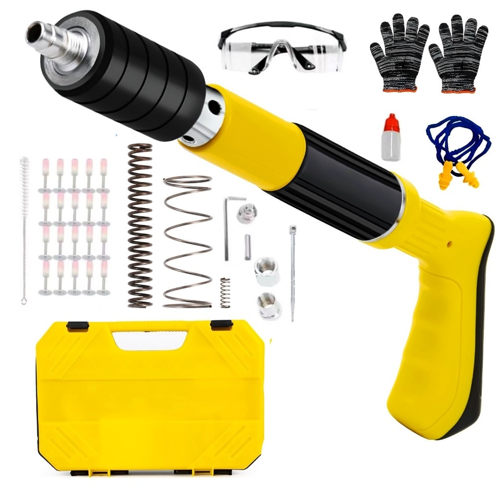 Imagem do Kit Pistola De Fixacao Finca Pino Com 20 Rebites Equipamento De Seguranca Pino Manual