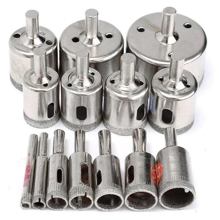 Imagem do Jogo 15 Brocas Diamantadas Serra Copo Furar Vidro Granito Ceramica 6 A 50 Mm Kit Ferramentas