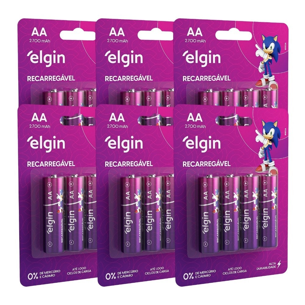 Imagem do 24 Pilhas Recarregavel Aa Pequena 2700mah 6 Cartela Elgin