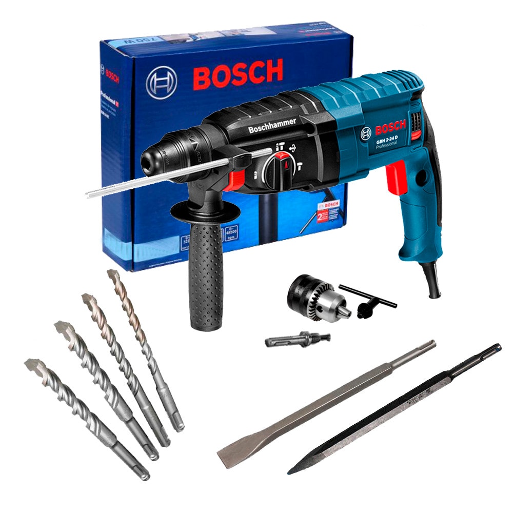 Imagem do Bosch Martelete Perfurador Rompedor Gbh 2 24d 820w Sds Plus 2 7j Kit Brocas
