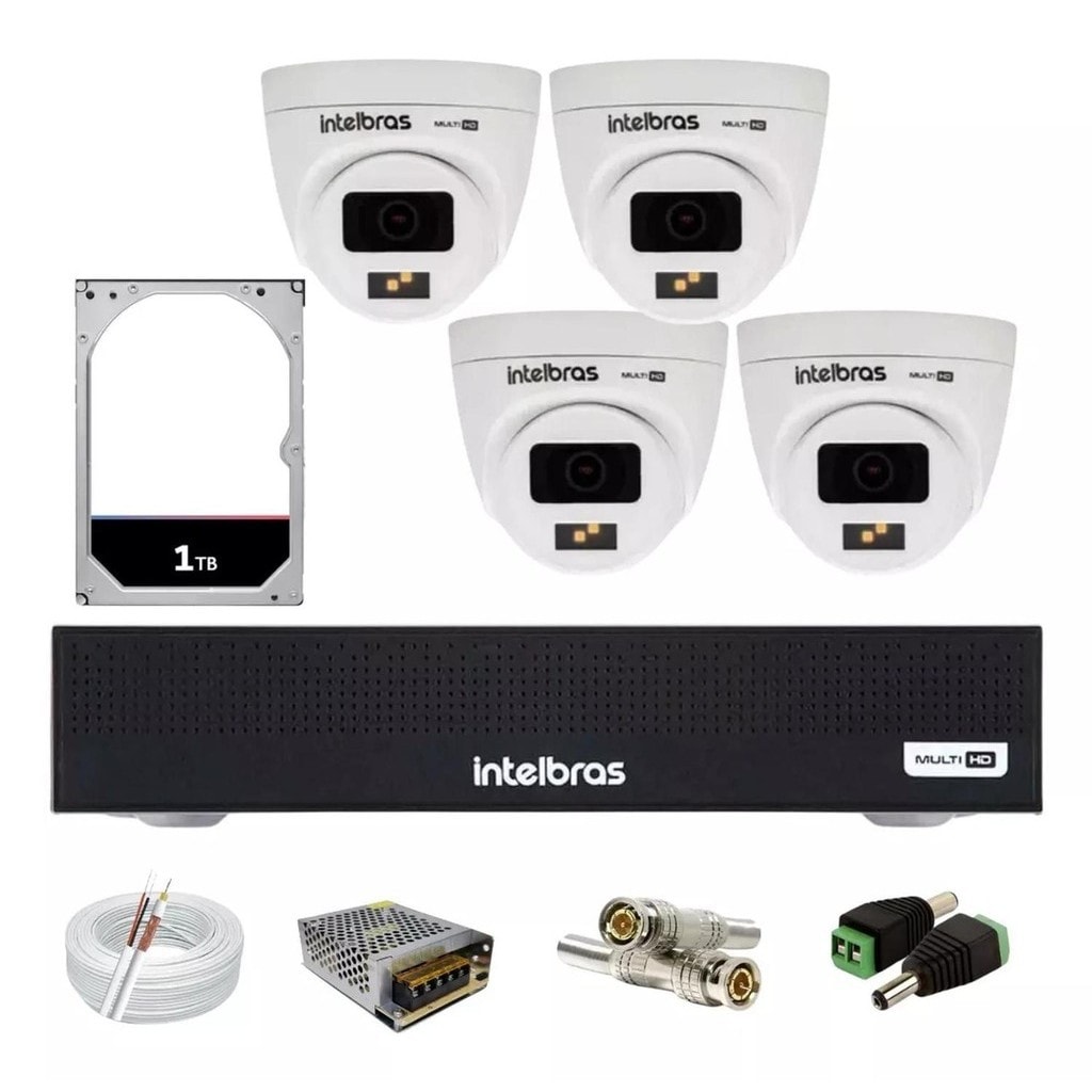 Imagem do Kit Intelbras 4 Vhd 1120d Full Color Dvr Mhdx 1104 C Hd 1tb