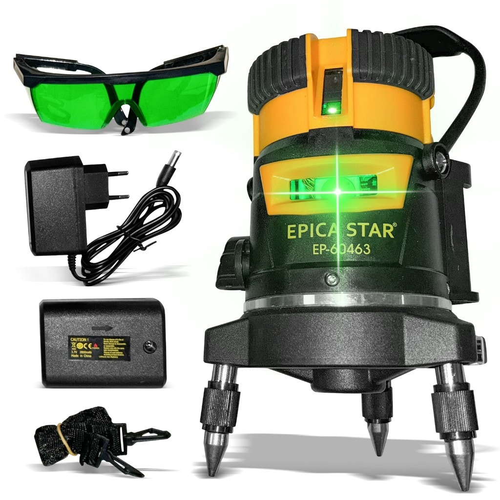 Imagem do Nivel Laser Verde 5 Linhas 360 Kit Completo Com Oculos E Base De Tripe