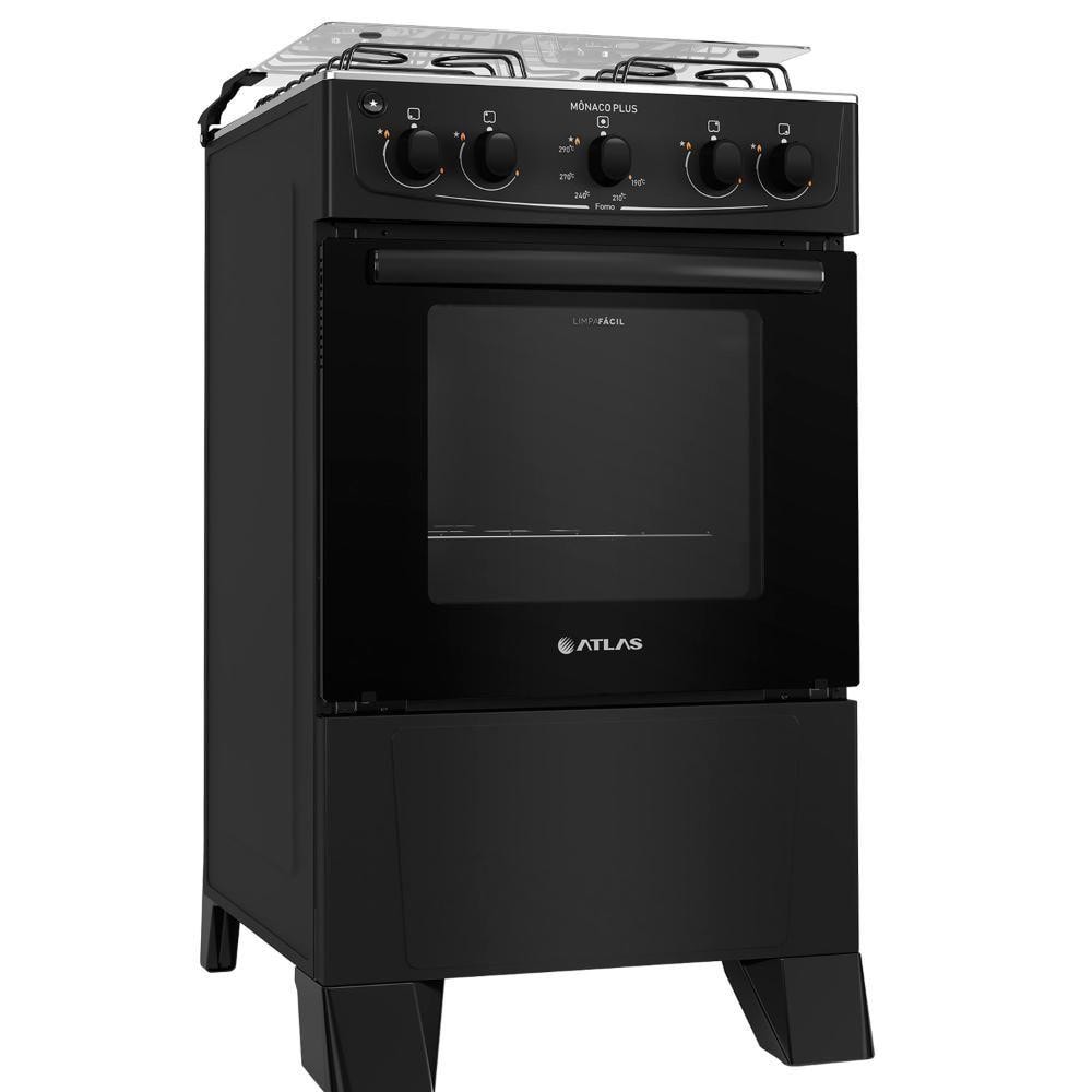 Imagem do Fogao 4q Atlas Monaco Plus Preto Acendimento Automatico