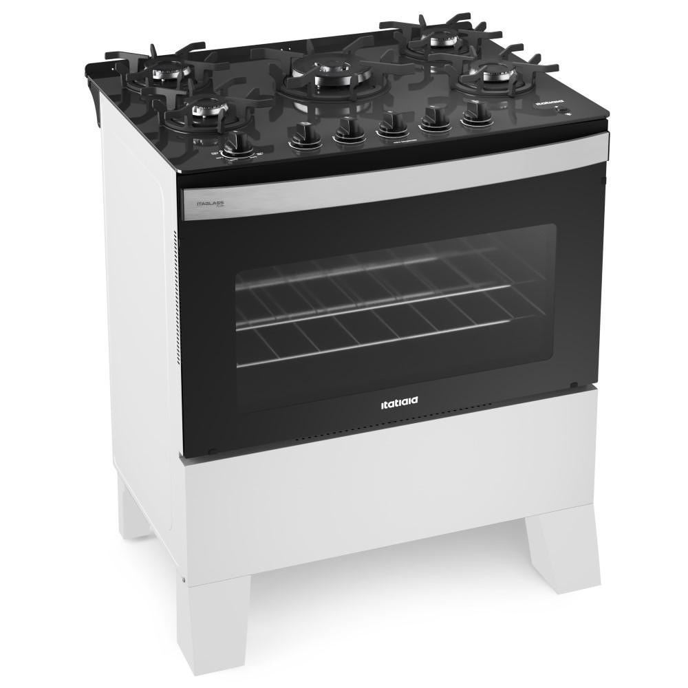 Imagem do Fogao 5 Bocas Itatiaia Itaglass Plus Forno 48l Branco Bivolt