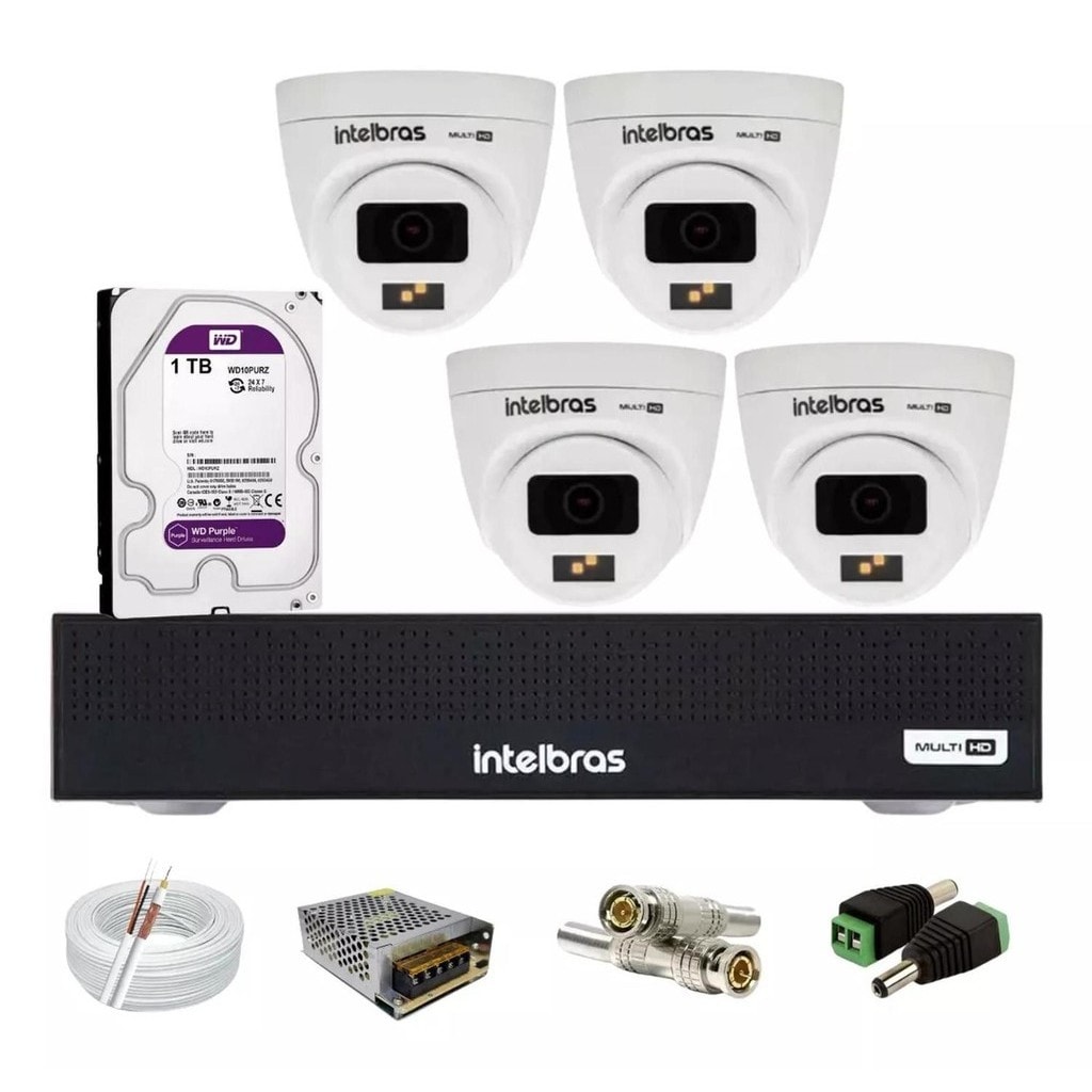 Imagem do Kit Intelbras 4 Vhd 1120d Full Color Dvr Mhdx 1104 C 1tb