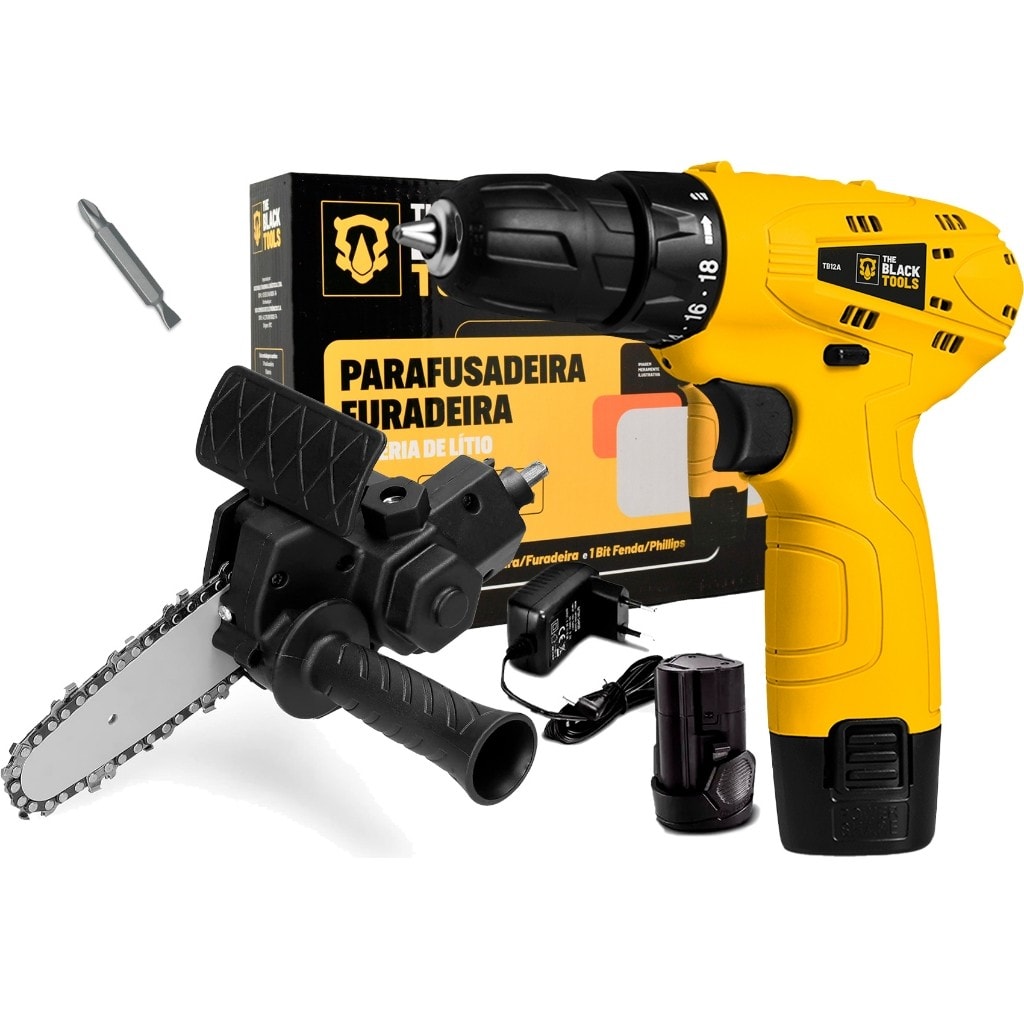 Imagem do Parafusadeira Furadeira 12v Com Adaptador Mini Moto Serra