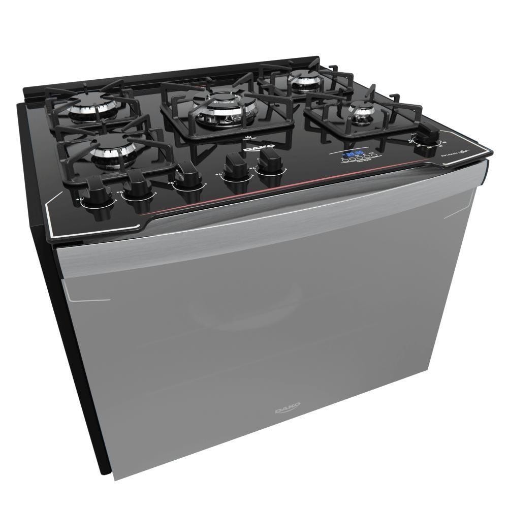Imagem do Fogao De Embutir 5 Bocas Preto C Frente Espelhada E Timer Digital Dako Diplomata Grill Style Bivolt